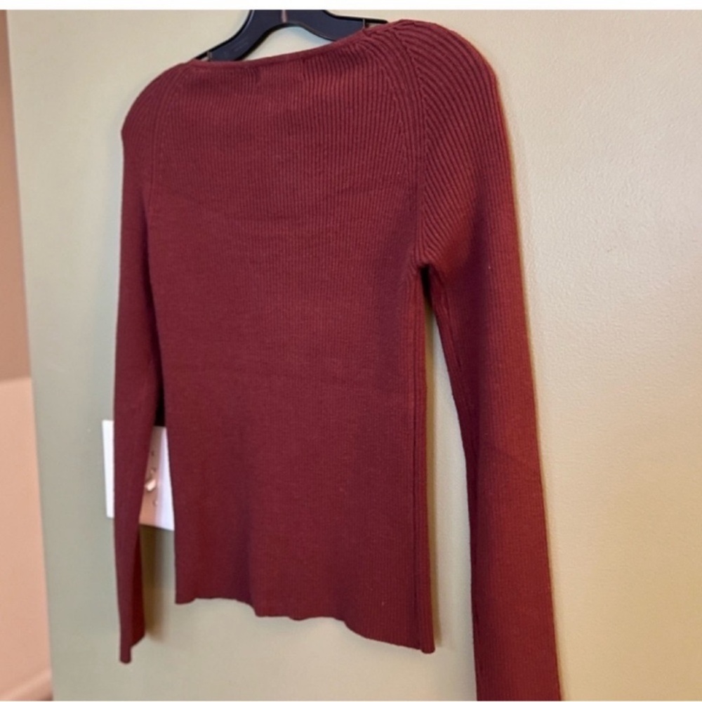 NWT Lea & Viola sweetheart cashmere square neck ribbed knit sweater blouse - Picture 13 of 15
